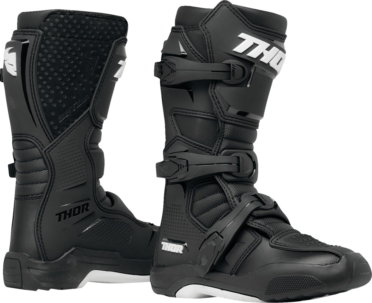 Thor Youth Blitz XR Boots Black/White Size 1 - Youth off-road boots in Black/White, Size 1 - Click Image to Close