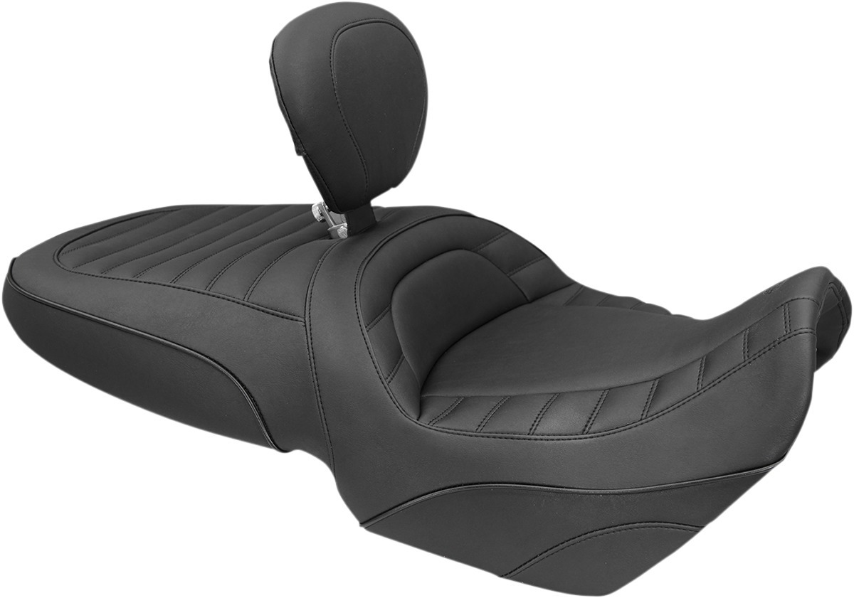 Stitched Vinyl 2-Up Seat Black w/Backrest - For 15-17 Can-Am Spyder F3 - Click Image to Close