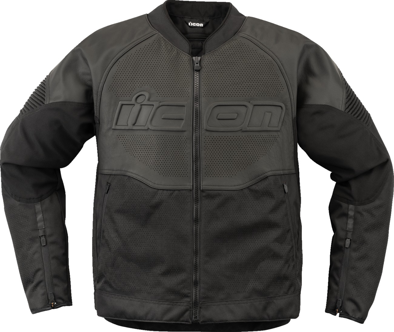 ICON Overlord3 Leather Jacket Black Men's 2XL - Sport leather jacket with D3O protection - Click Image to Close