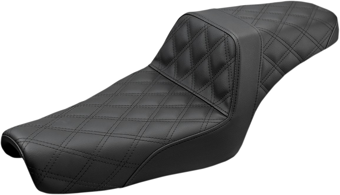 Step-Up Lattice Stitched 2-Up Seat - Black - For 05-20 Harley XL w/ 3.3 gal tank - Click Image to Close