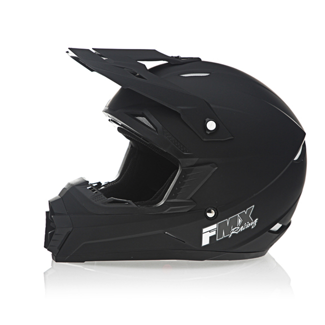 FMX N-600 Large Motocross Helmet, Matte Black, Double D Closure, DOT Approved - Click Image to Close