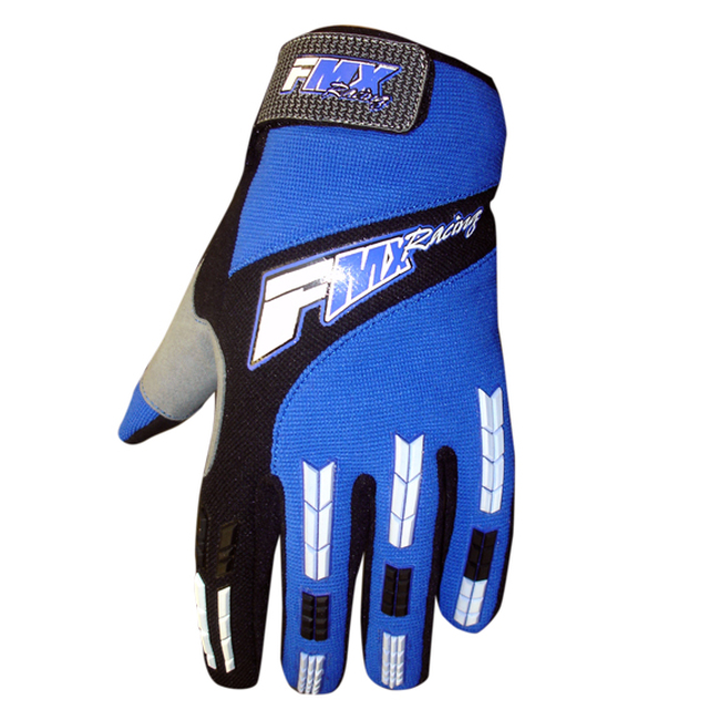 FMX Zaca MX Gloves Blue/White/Black - Unisex Large Textile - Click Image to Close