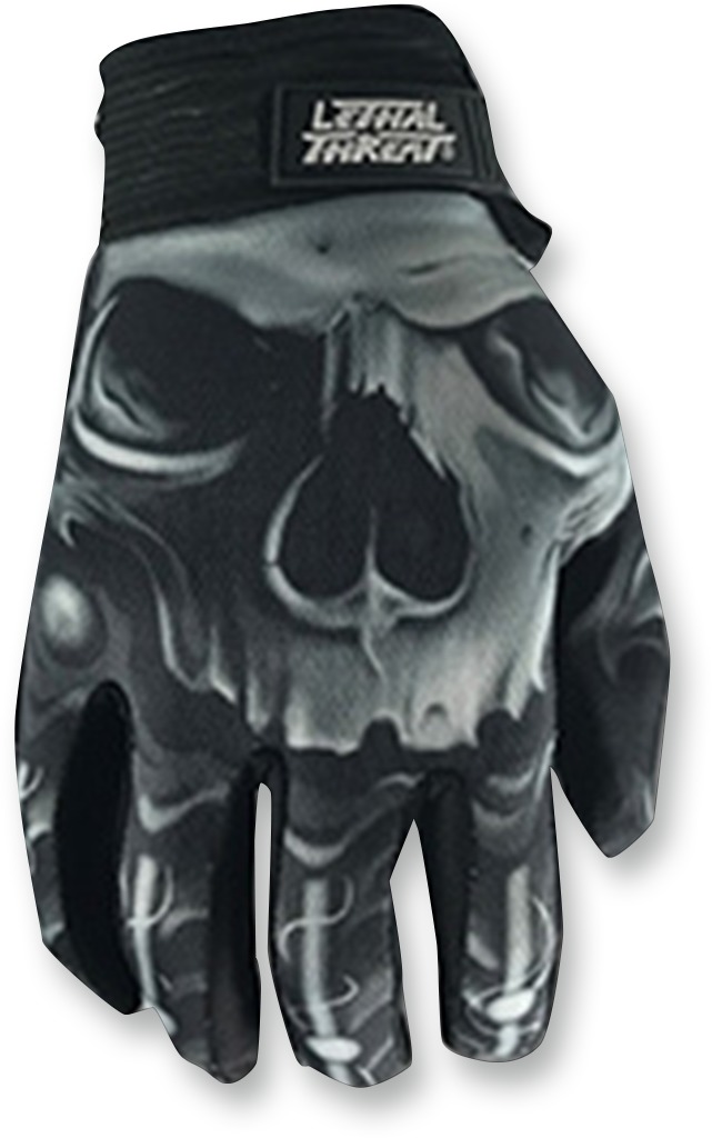 Black Bio-Skull Riding Gloves - 2X-Large - Click Image to Close