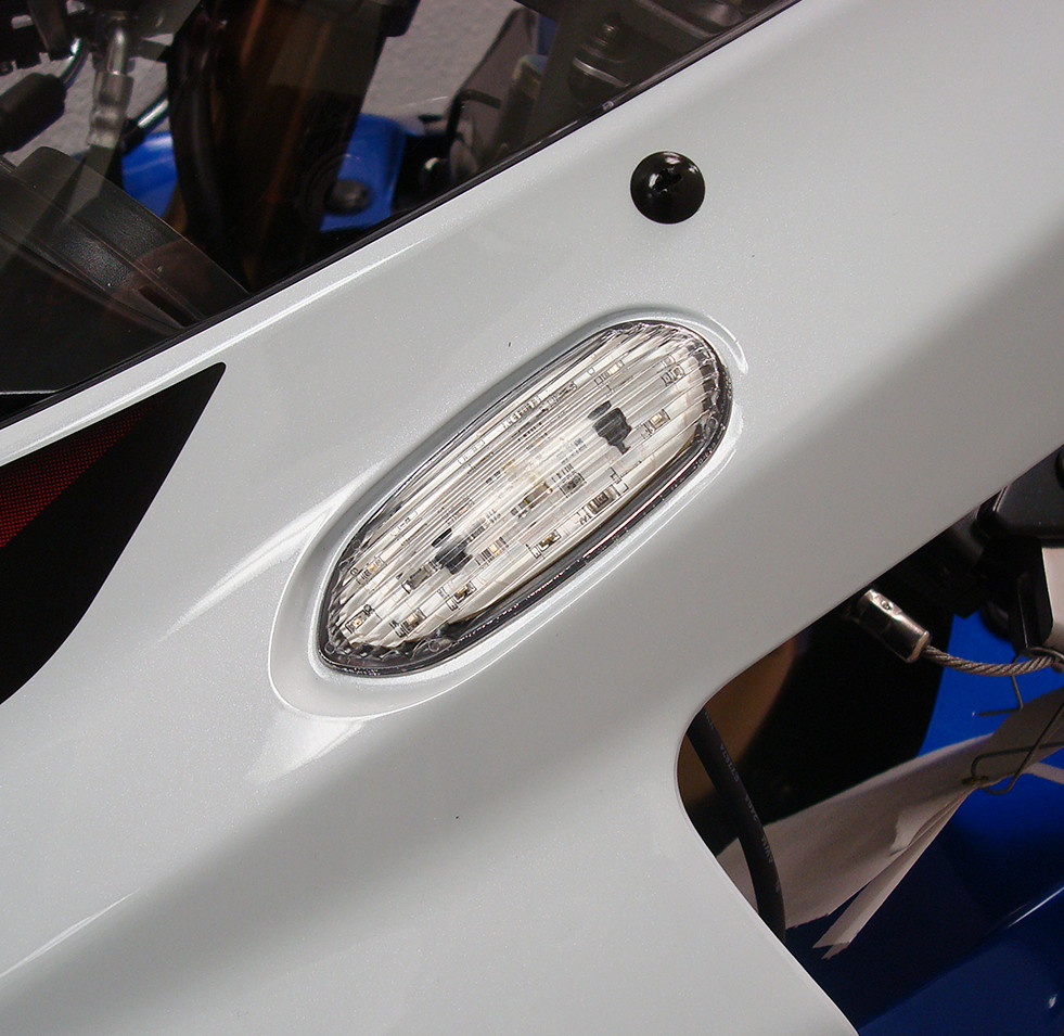 Clear Mirror Block-Off LED Flush Mount Turn Signals - GSXR: 05-16 1000, 06-21 600/750 - Click Image to Close