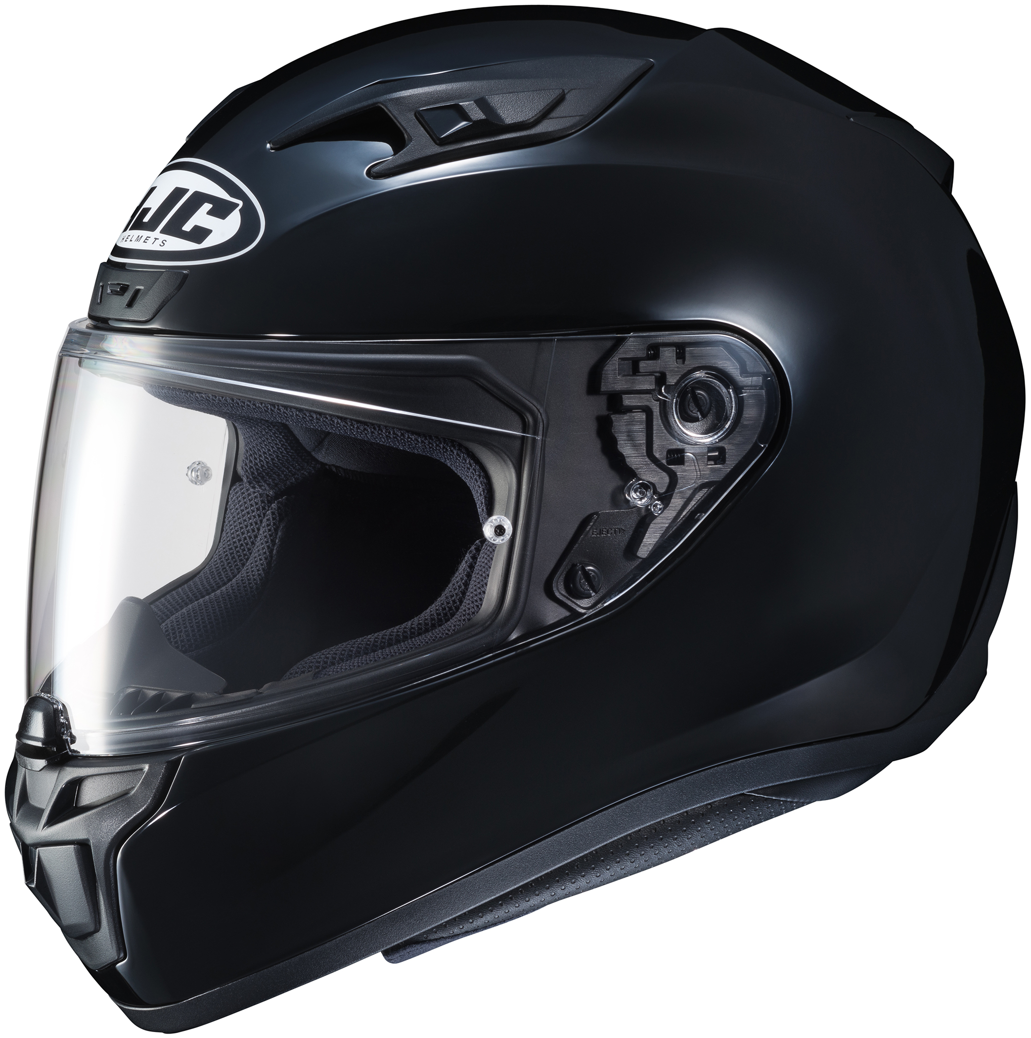 i10 Solid Black Full-Face Street Motorcycle Helmet Small - Click Image to Close