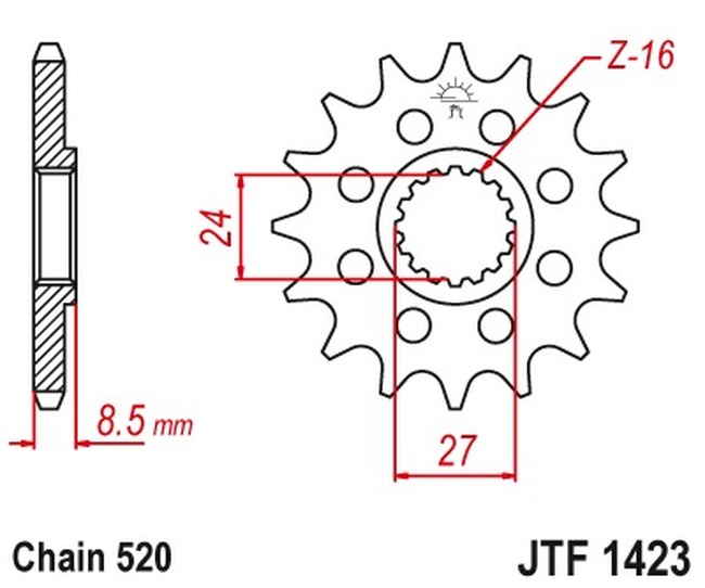 Steel Front Countershaft Sprocket - 17 Teeth - New JT! - Click Image to Close