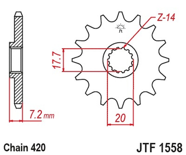 Steel Front Countershaft Sprocket - 14 Teeth 420 Pitch - Click Image to Close