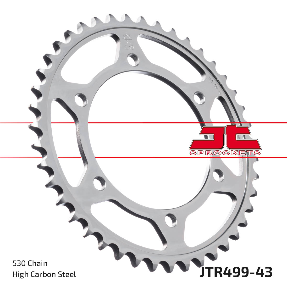 Steel Rear Sprocket - 43 Tooth 530 - For Hayabusa, 800 Vulcan, ZX6, ZZR - Click Image to Close