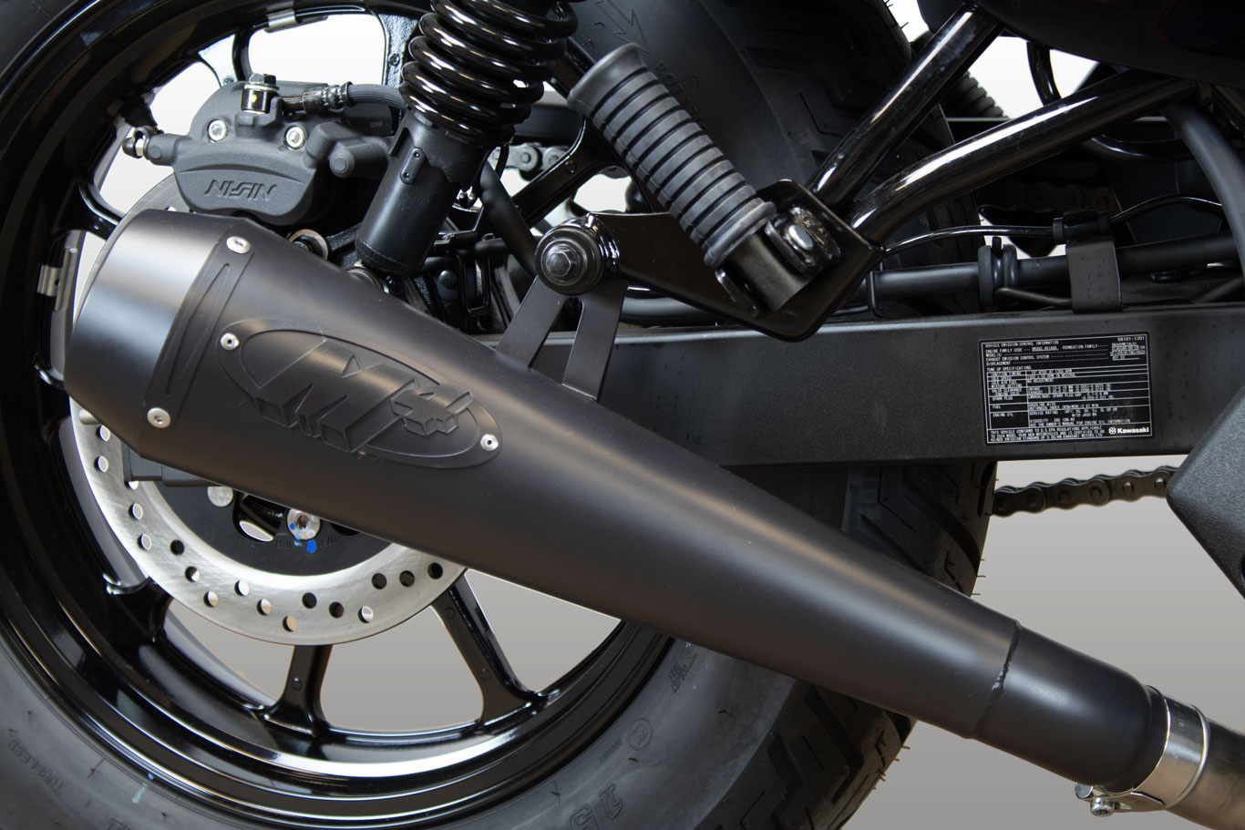 All Black Retro-Drag Slip On Exhaust - For 24-25 Kawasaki Eliminator - Click Image to Close