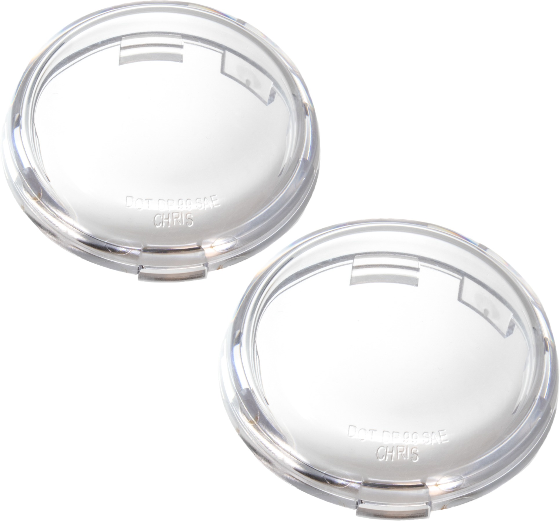 Clear 2" Bullet Style Turn Signal Lenses - Pair - Replaces Harley 68973-00 for 99+ 2" Bullet Signals - Click Image to Close