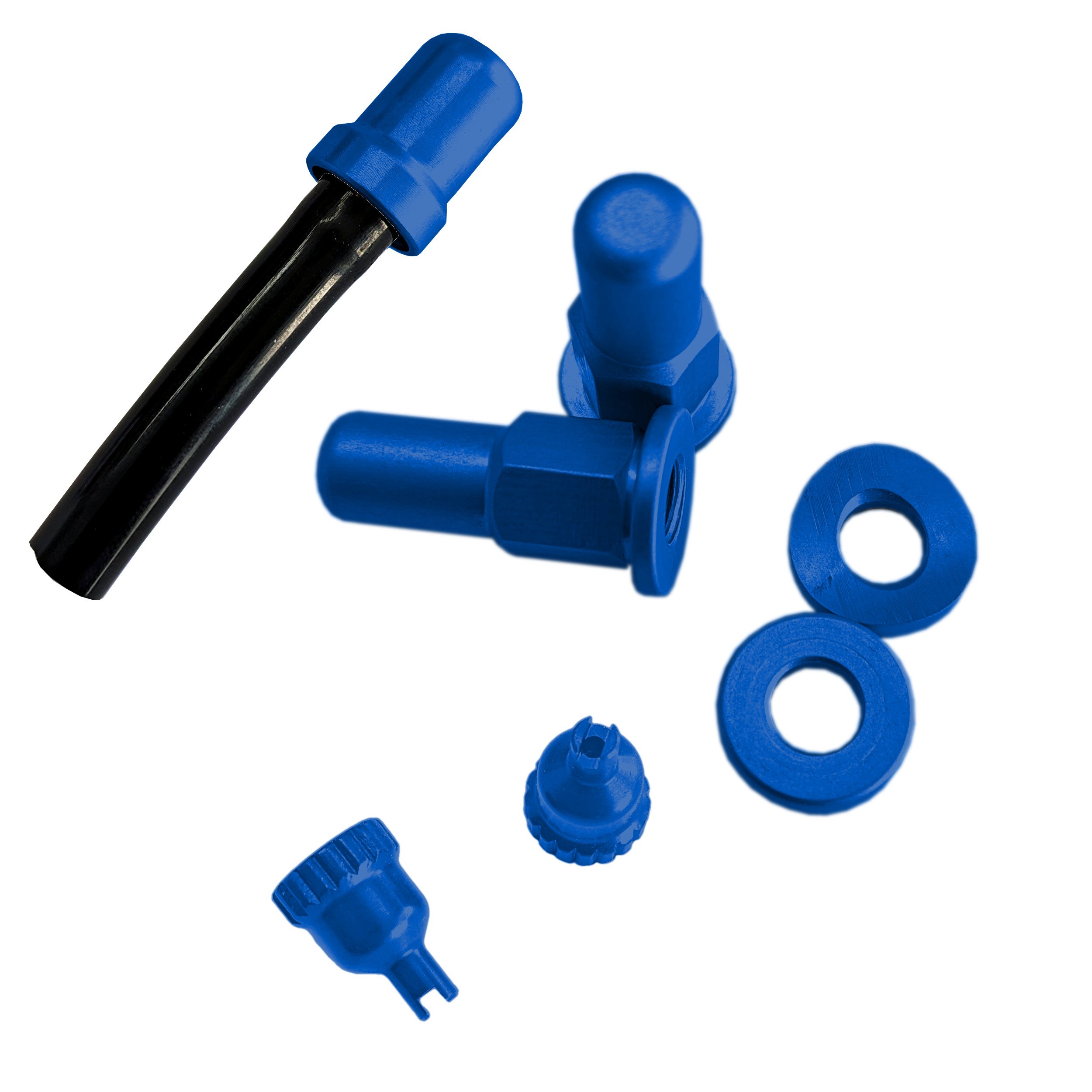 Dress Up Kit w/ Fuel Vent, Rim Locks, & Valve Caps - Blue - Click Image to Close