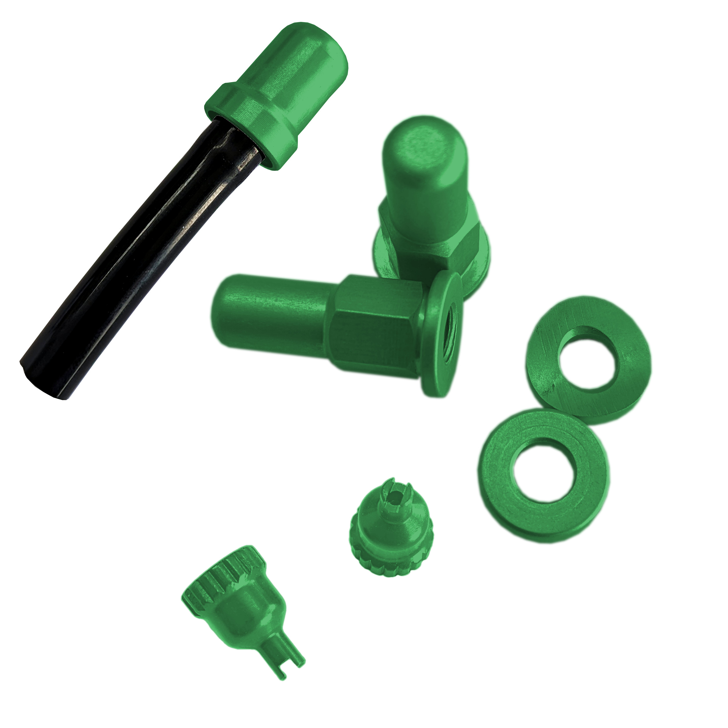 Dress Up Kit w/ Fuel Vent, Rim Locks, & Valve Caps - Green - Click Image to Close