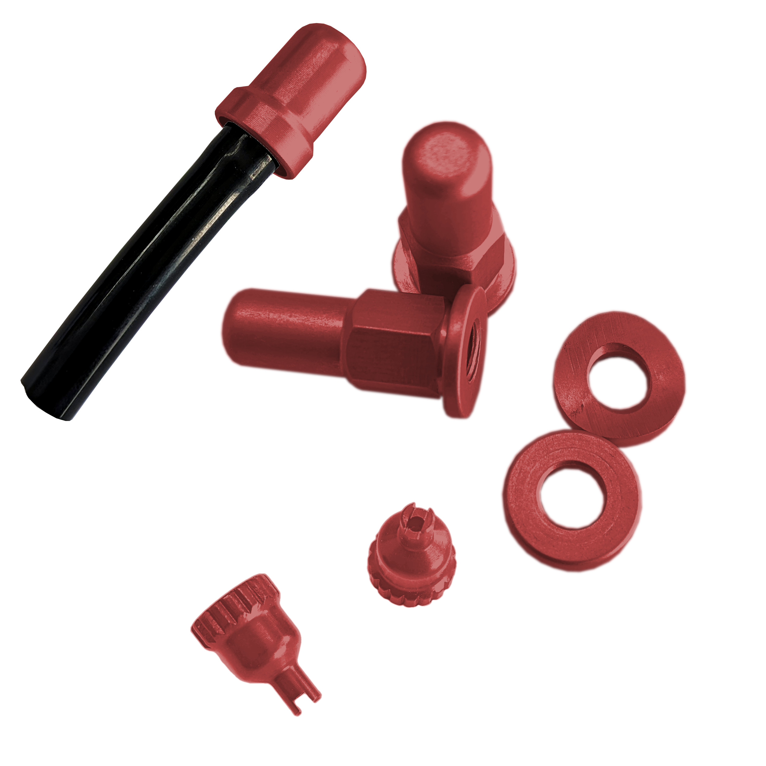 Dress Up Kit w/ Fuel Vent, Rim Locks, & Valve Caps - Red - Click Image to Close