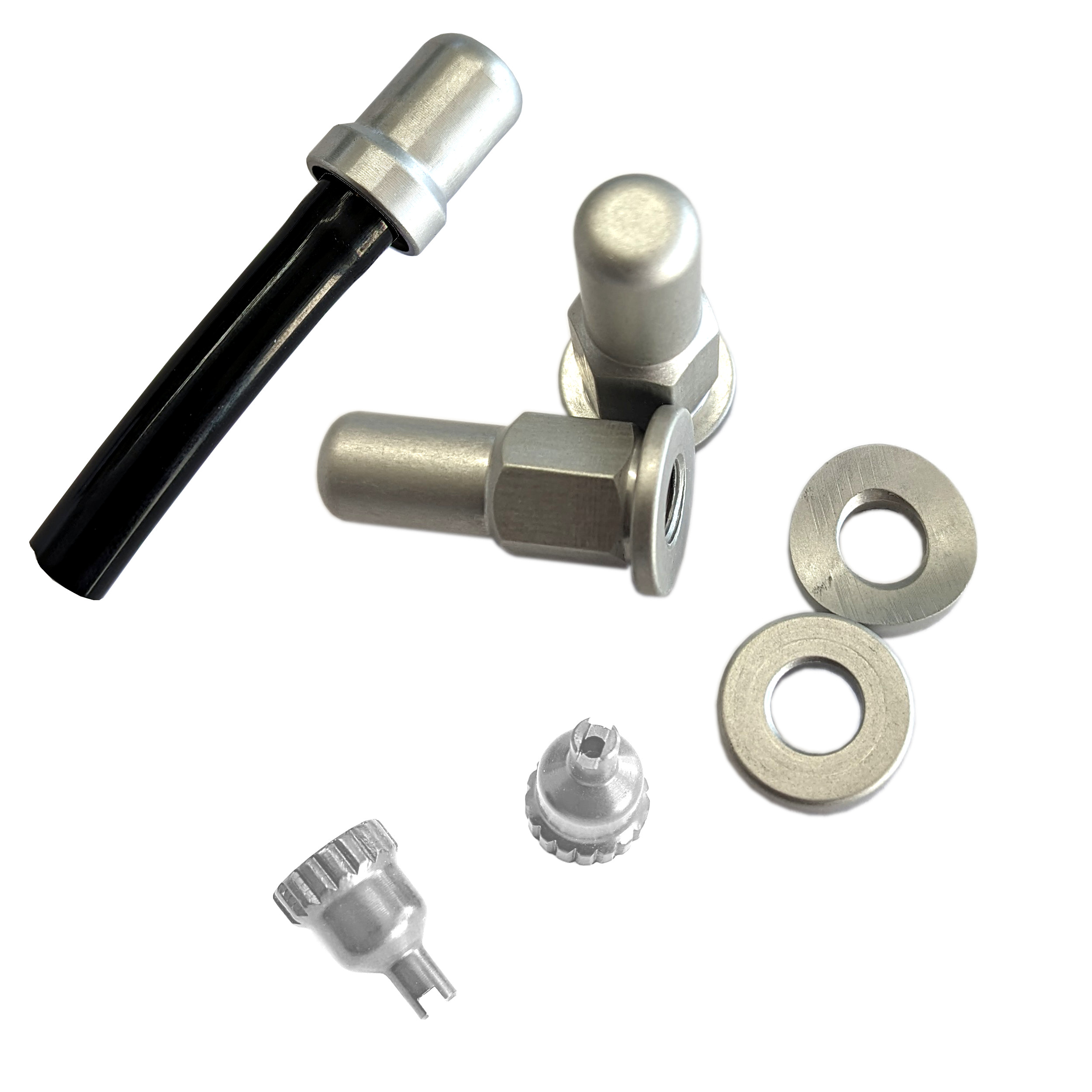 Dress Up Kit w/ Fuel Vent, Rim Locks, & Valve Caps - Silver - Click Image to Close