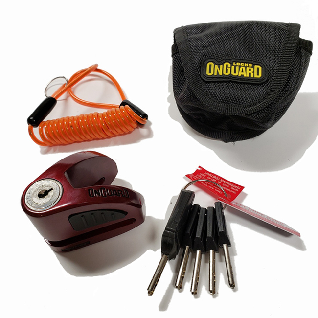 On Guard Locks Boxer Disc Lock Red - 8mm Pin with Pouch & Reminder - Click Image to Close