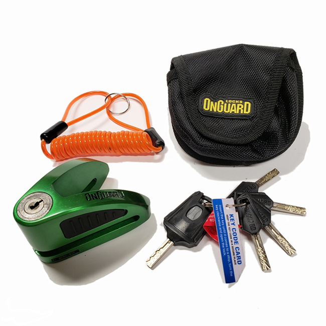 On Guard Locks Boxer Disc Lock Green - 10mm Pin with Pouch & Reminder - Click Image to Close