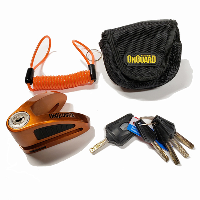 On Guard Locks Boxer Disc Lock Orange - 10mm Pin with Pouch & Reminder - Click Image to Close