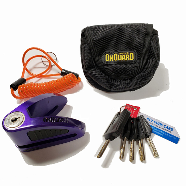 On Guard Locks Boxer Disc Lock Purple - 10mm Pin with Pouch & Reminder - Click Image to Close