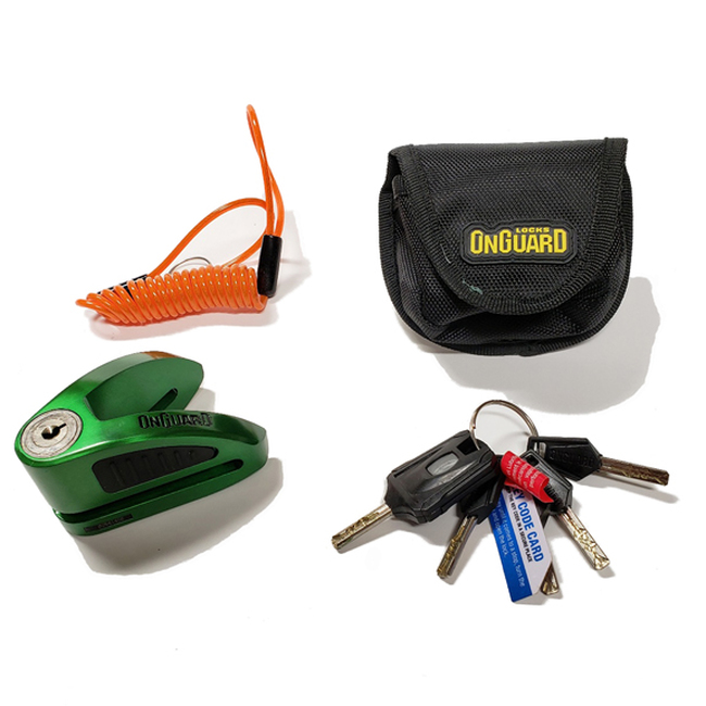 On Guard Locks Boxer Disc Lock Green - 8mm Pin with Pouch & Reminder - Click Image to Close