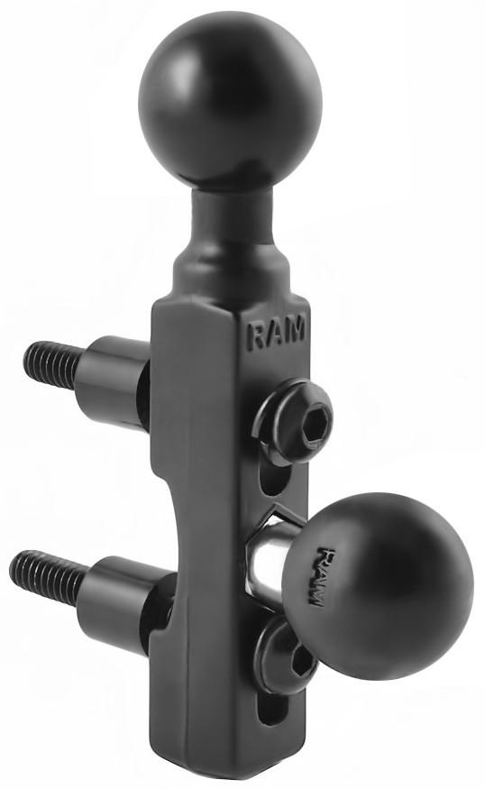 Ram Base - Black Brake / Clutch Resevoir Base with Two 1" Balls - Click Image to Close