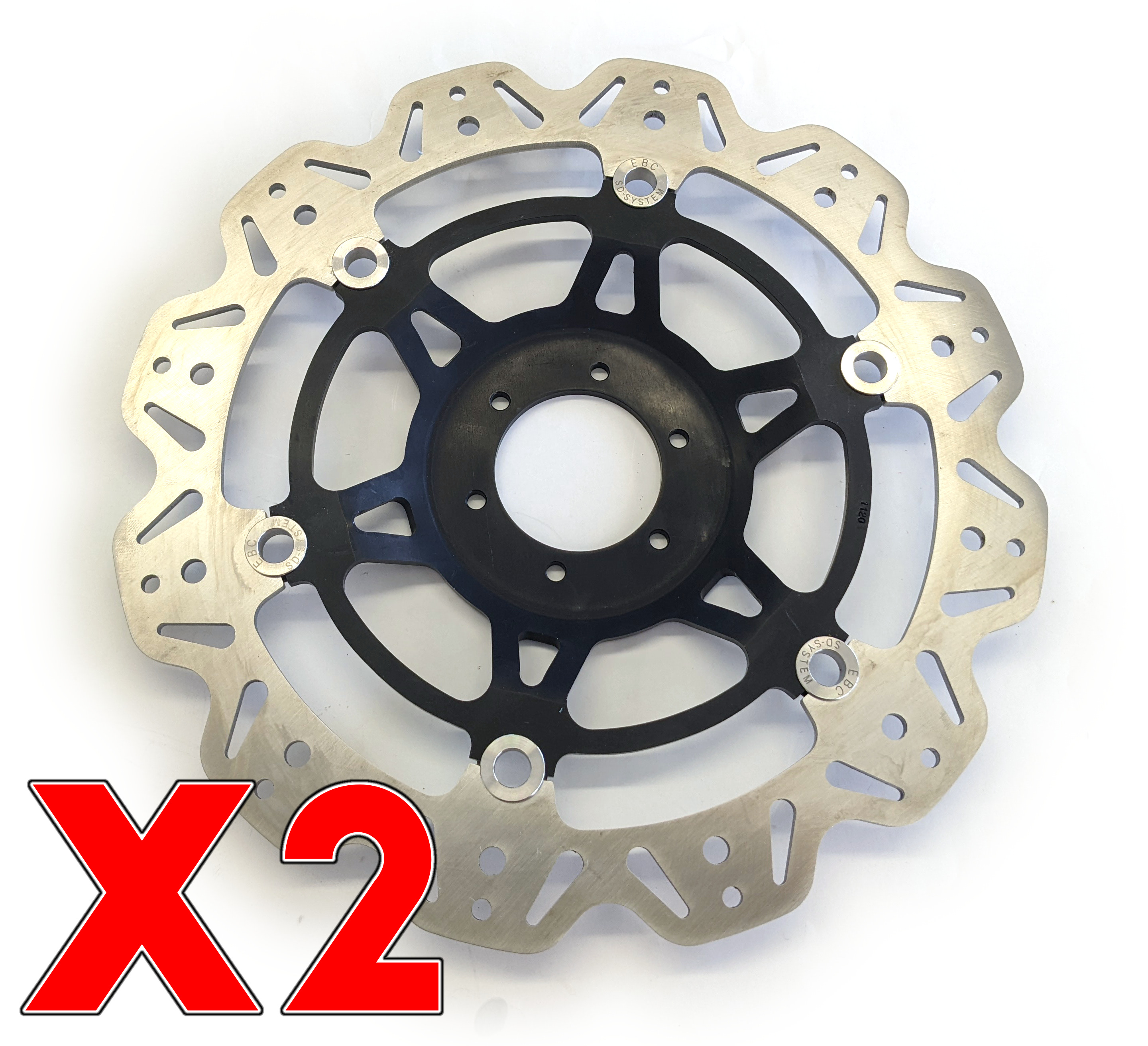 Front VEE Brake Rotors - Black - VEE Style Brake Rotor - Black Center Front Set - Click Image to Close