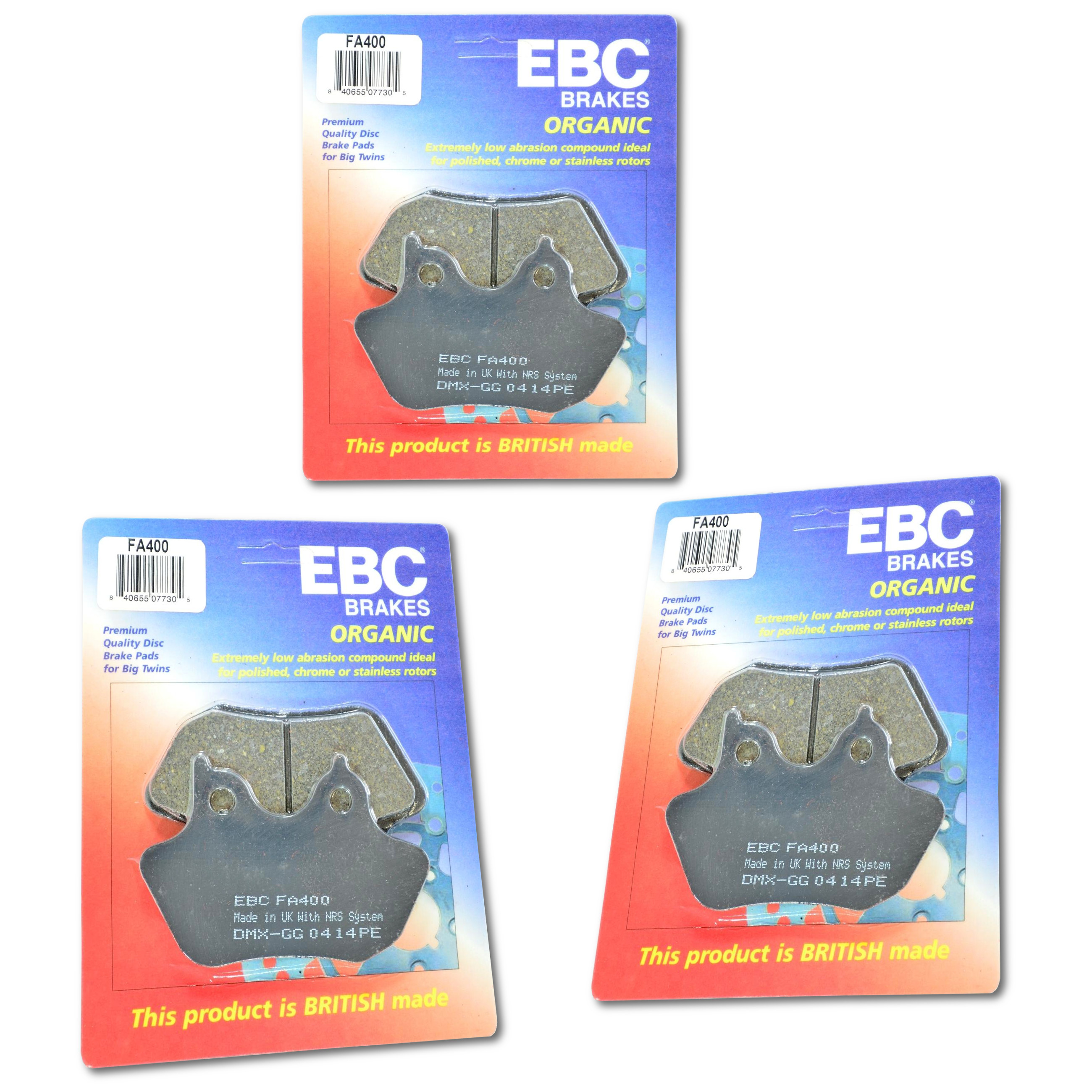 Standard Organic Brake Pads - Set of 3 For Front & Rear - Replaces Harley Davidson # 44082-00/00C - Click Image to Close