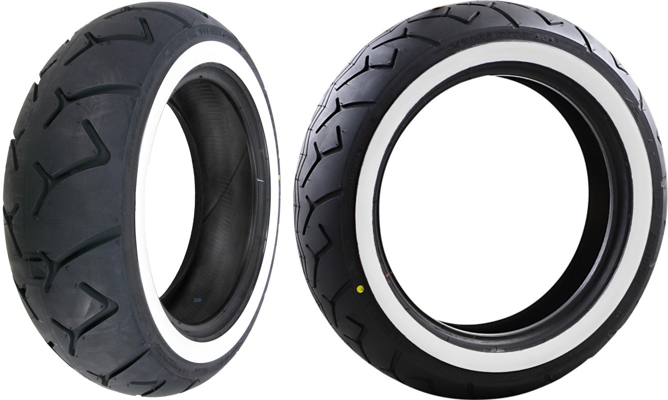 Exedra G702/G703 180/70-15 Rear 150/80-16 Front WWW Bias Tire Kit - Wide White Wall - Click Image to Close