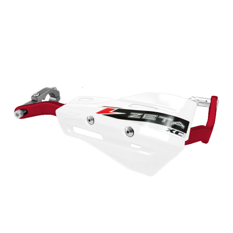 Drop Handguard Handlebar Armor / XC Protector Kit - 1-1/8" White / Red - Click Image to Close