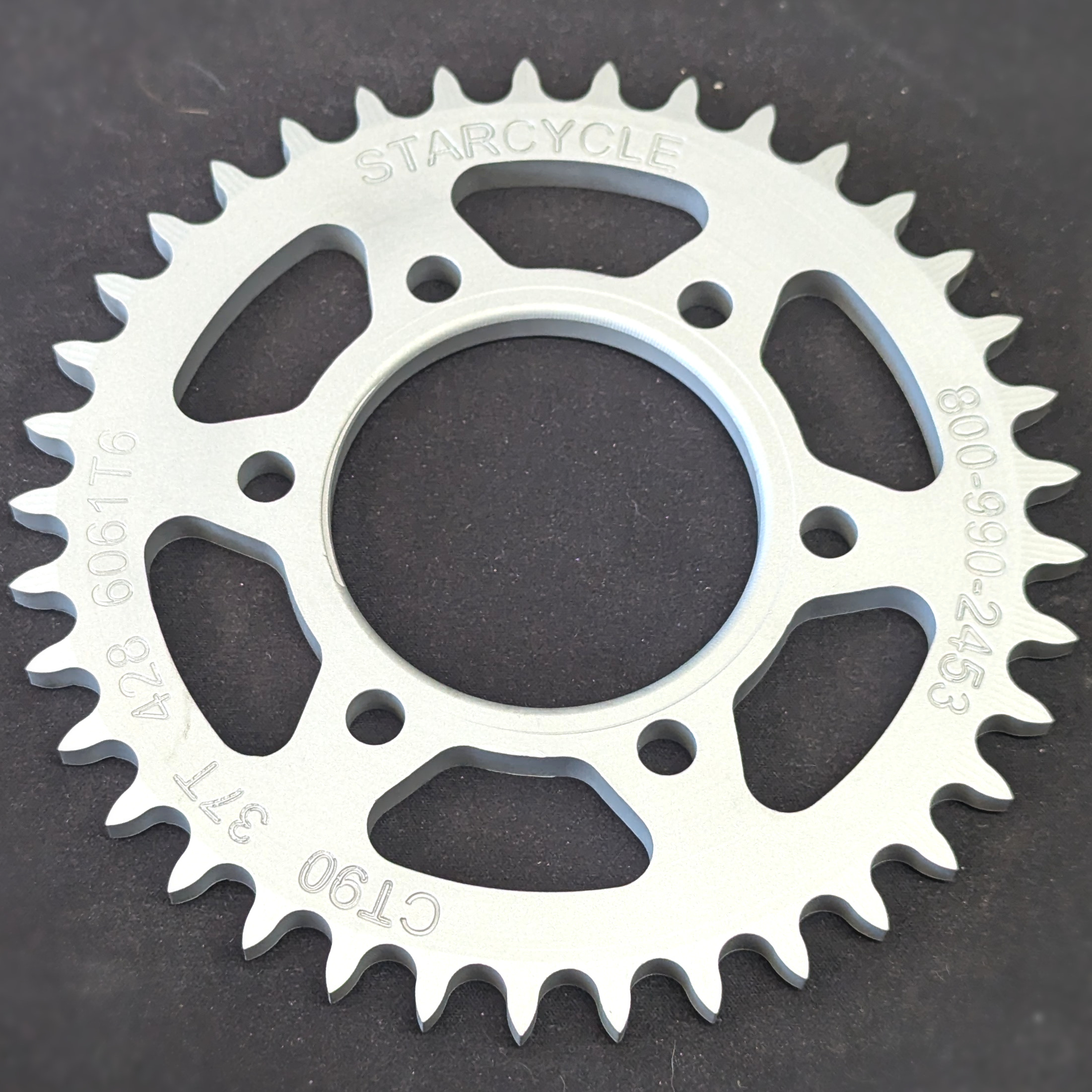 Aluminum Rear Sprocket - 37 Teeth 428, 6 Bolt Holes w/ 84mm Bolt Circle - For 69-79 Honda CT90 Australia Models w/ 6 Bolt Hub - Click Image to Close