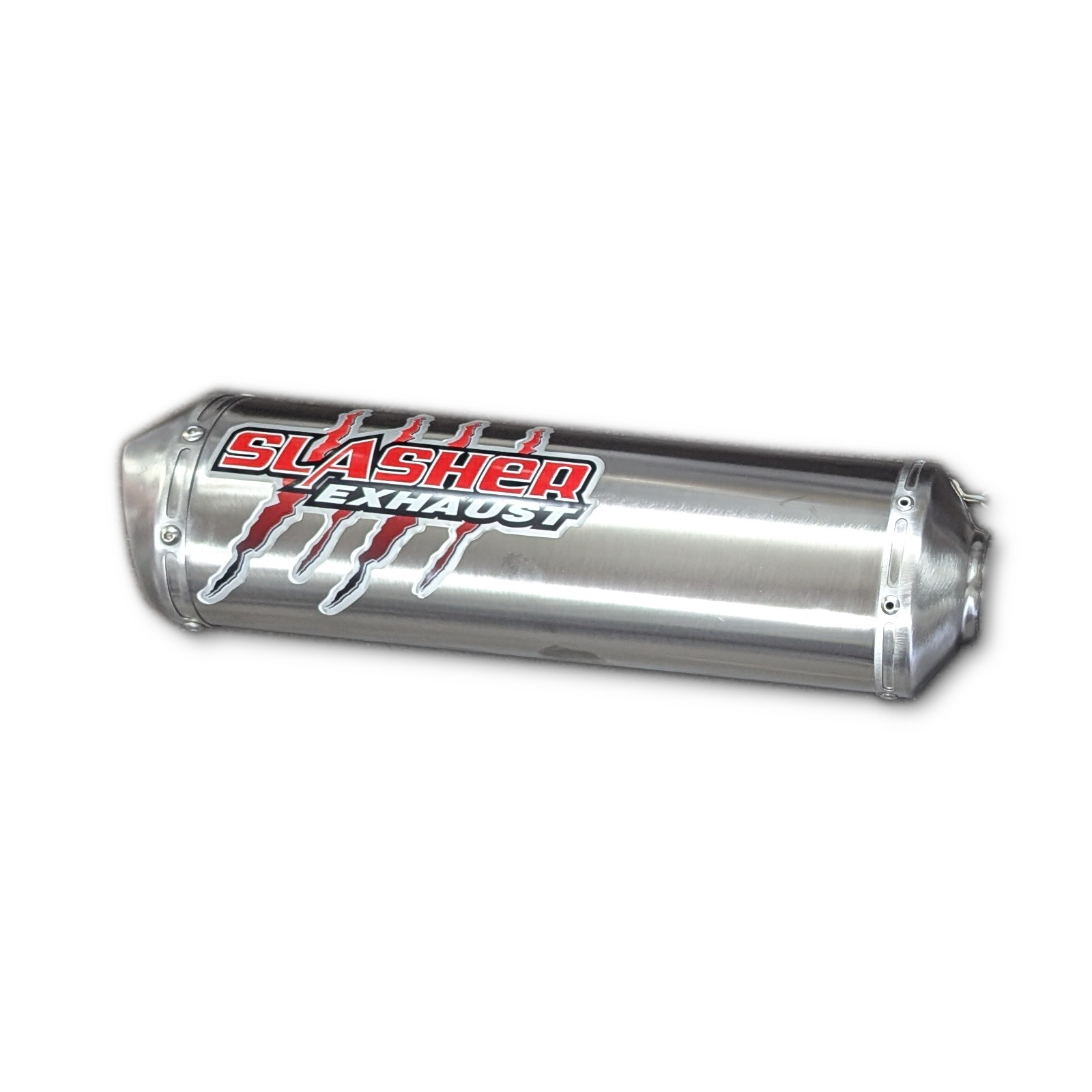 Stainless Steel Exhaust Muffler - 52mm Inlet w/ Spring Loop - Includes Spark Arrestor and Hanger Strap - Click Image to Close