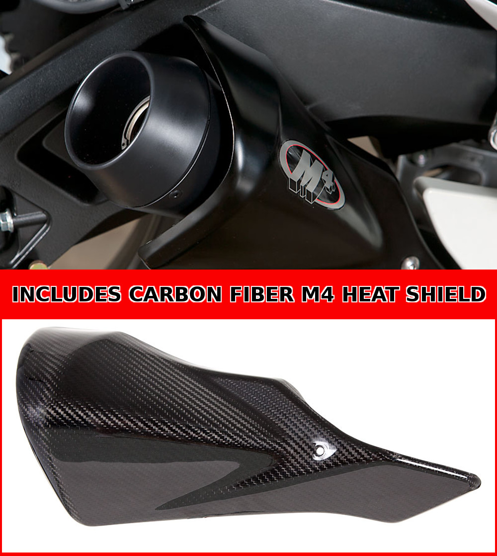 Black GP Slip On Exhaust w/ Carbon Fiber Heatshield - For 11-24 Suzuki GSXR600/750 - Click Image to Close