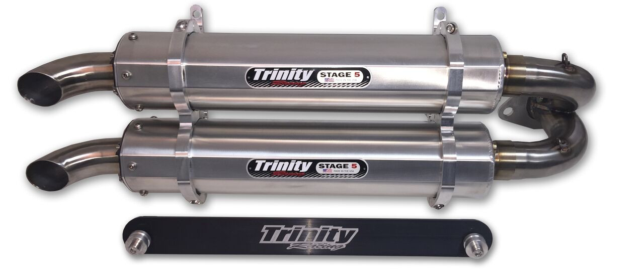 Stage 5 Slip On Exhaust - Dual Brushed Mufflers - For 15-21 RZR XP 1000/4 - Click Image to Close