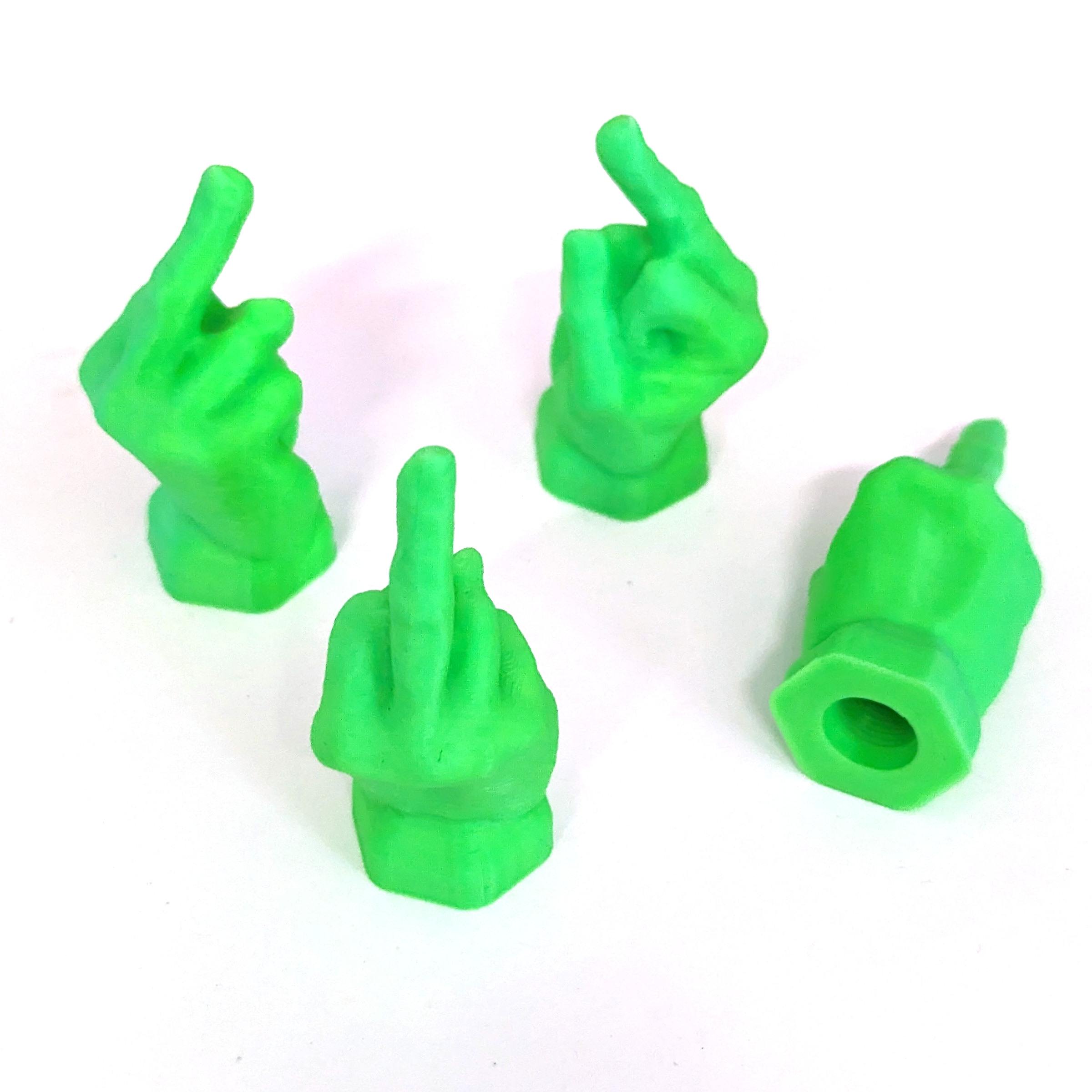 "The Bird" ATV Valve Stem Dust Caps - Green, Pack of 4 - Fits ALL Schrader Type Valve Stems - Click Image to Close