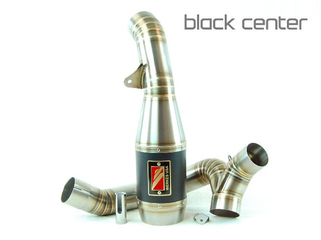 Black Center Stainless Steel GP Slip On Exhaust - For 17-20 Ducati SuperSport - Click Image to Close