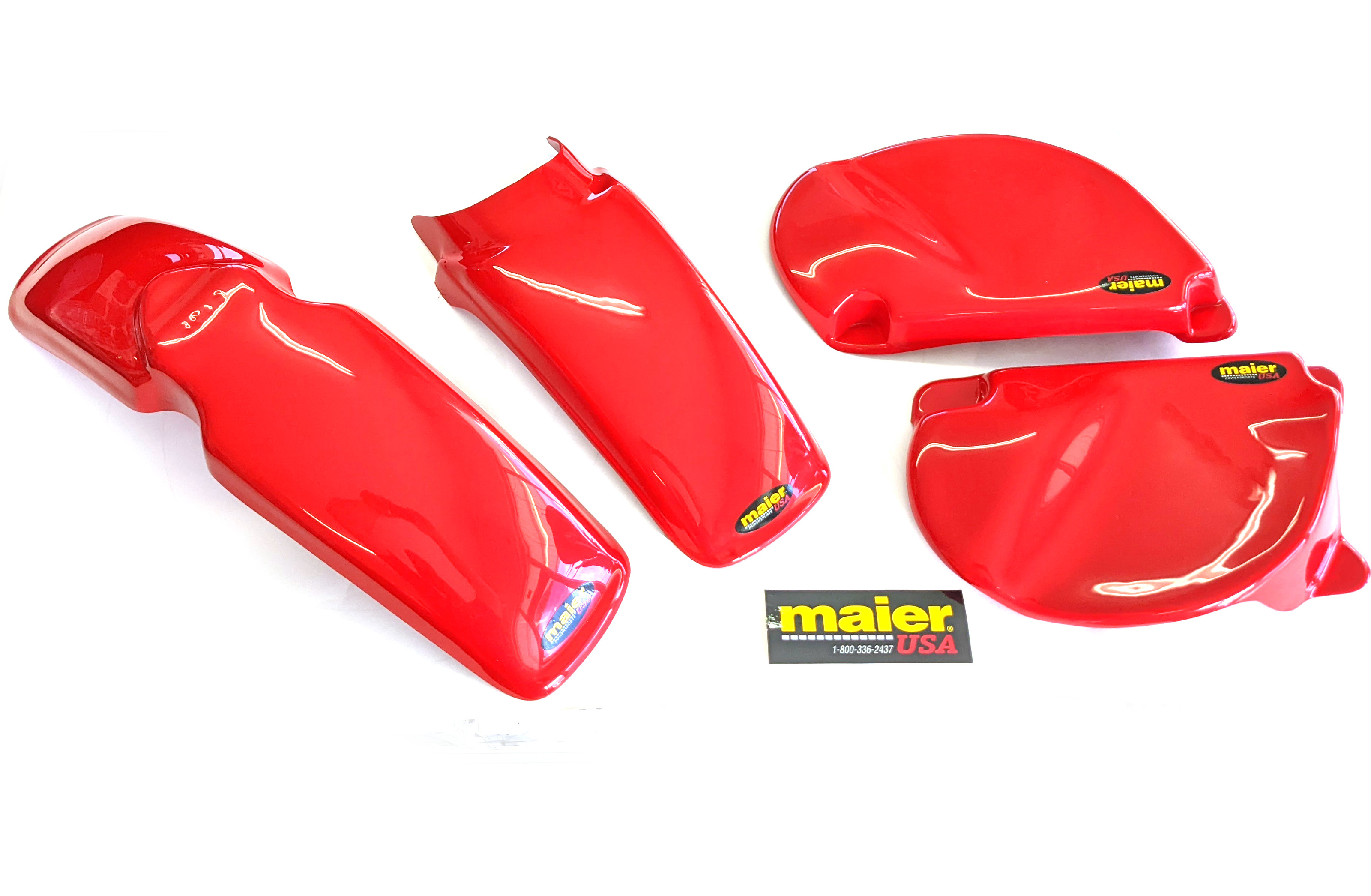 "Fighting" Red Front & Rear Fenders & Side Panels - For 77-82 Honda XR75/XR80 - Click Image to Close