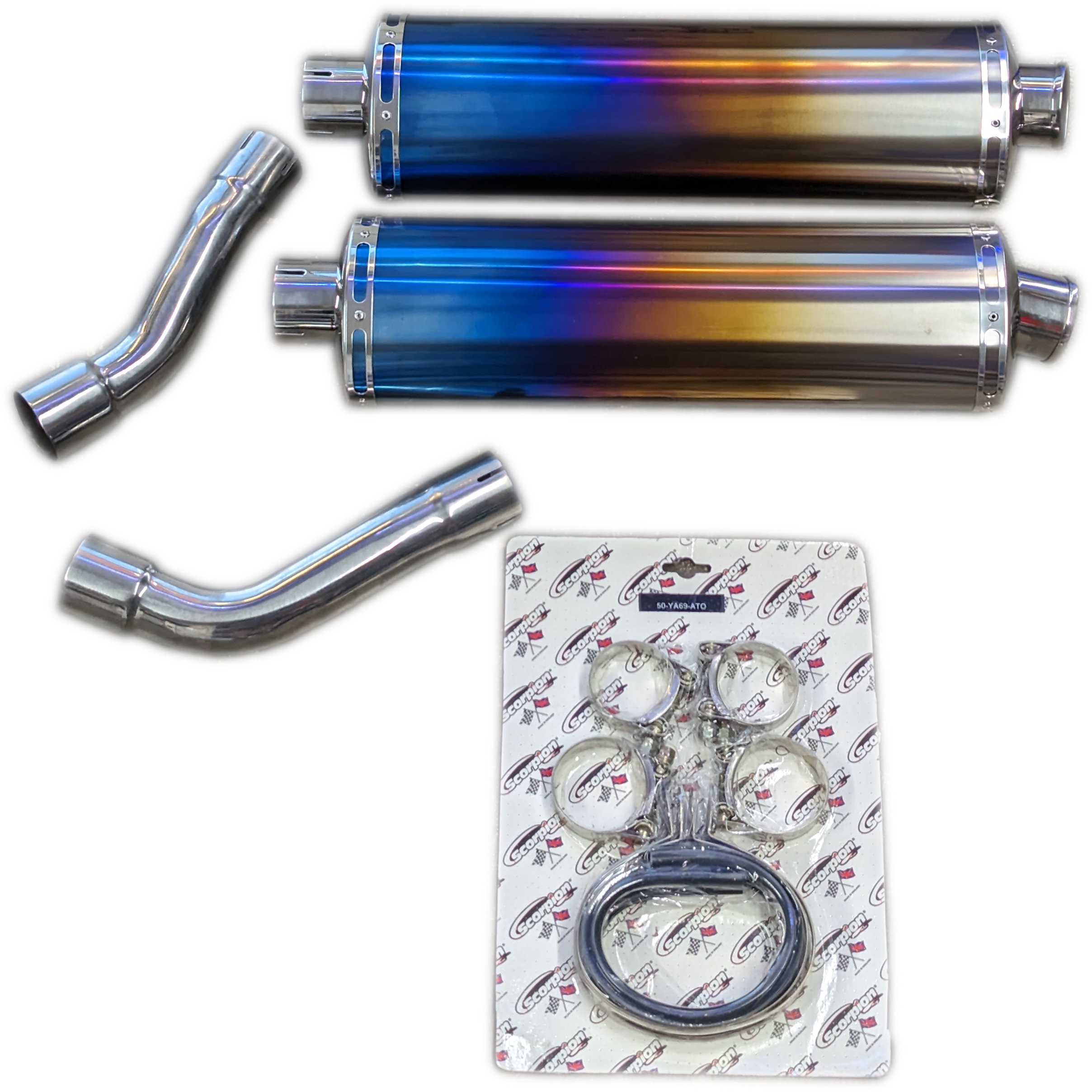 NEW OLD STOCK Flame Titanium Oval Dual Slip On Exhaust Mufflers - For 04-06 Yamaha YZF R1 - Click Image to Close