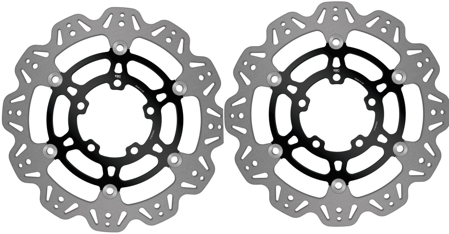 Front VEE Brake Rotors - Black - VEE Style Brake Rotor - Black Center Front Set - Click Image to Close