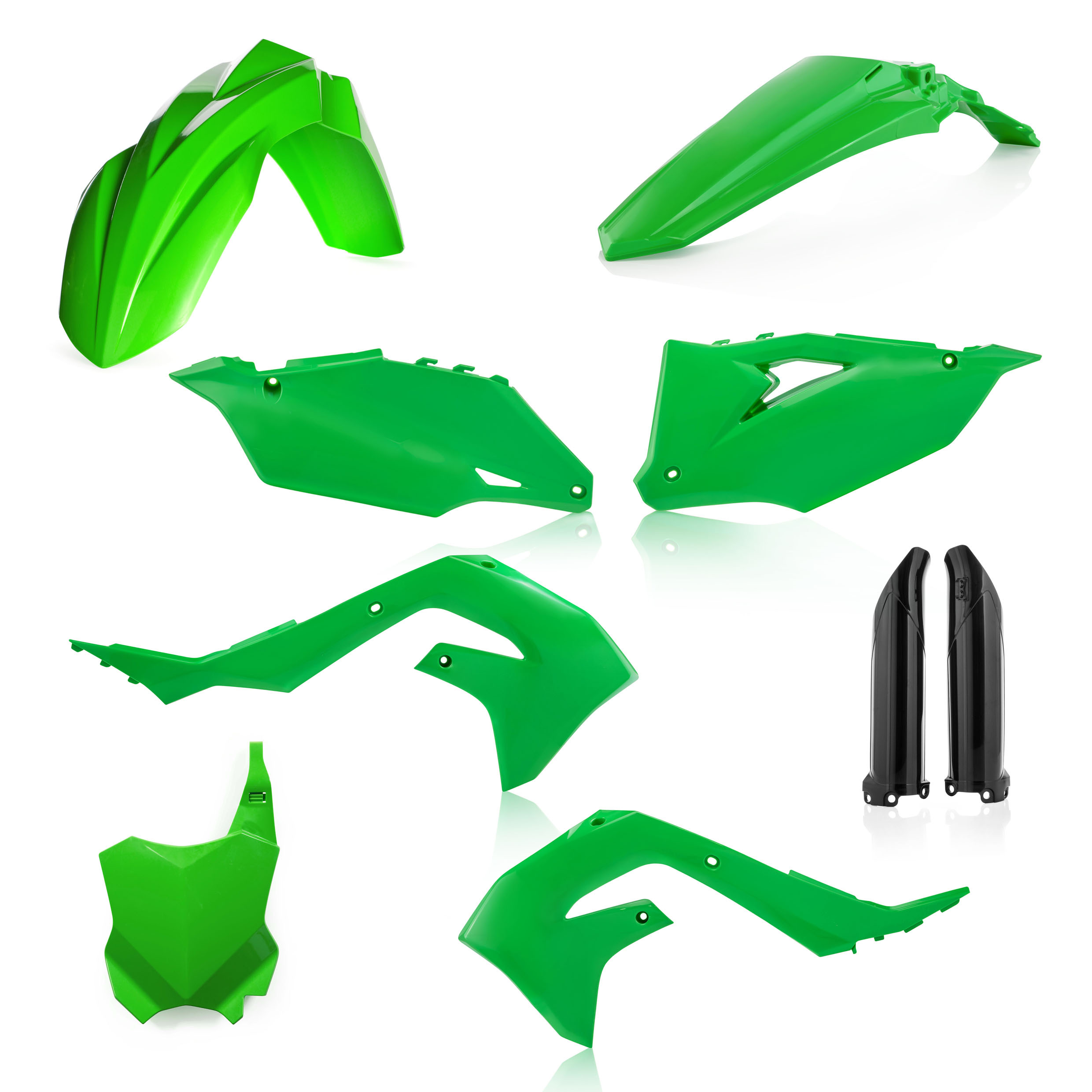 Full Plastic Kit - Green/Black Original 2020 - Fits Many 19-23 Kawasaki 250/450/X - Click Image to Close