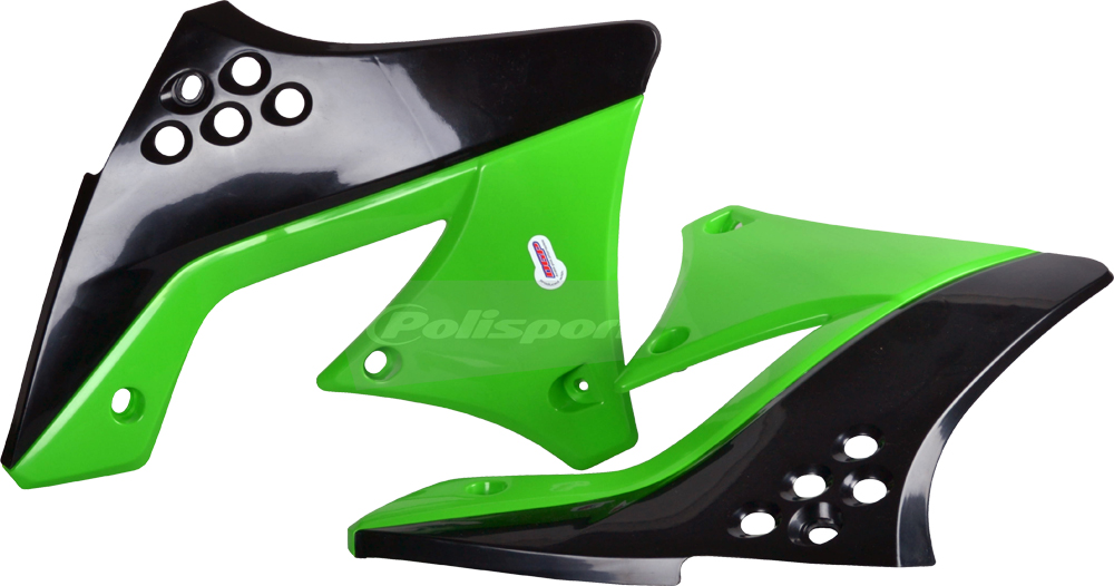 Radiator Shrouds - Black & Green - For 09-12 Kawasaki KX250F - Click Image to Close