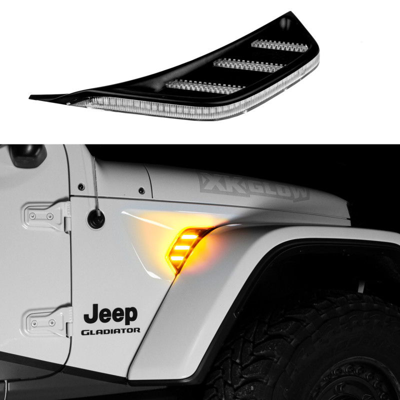 XK Glow Amber Jeep Air Vent Light w/ Turn Signal & Running Light - Click Image to Close