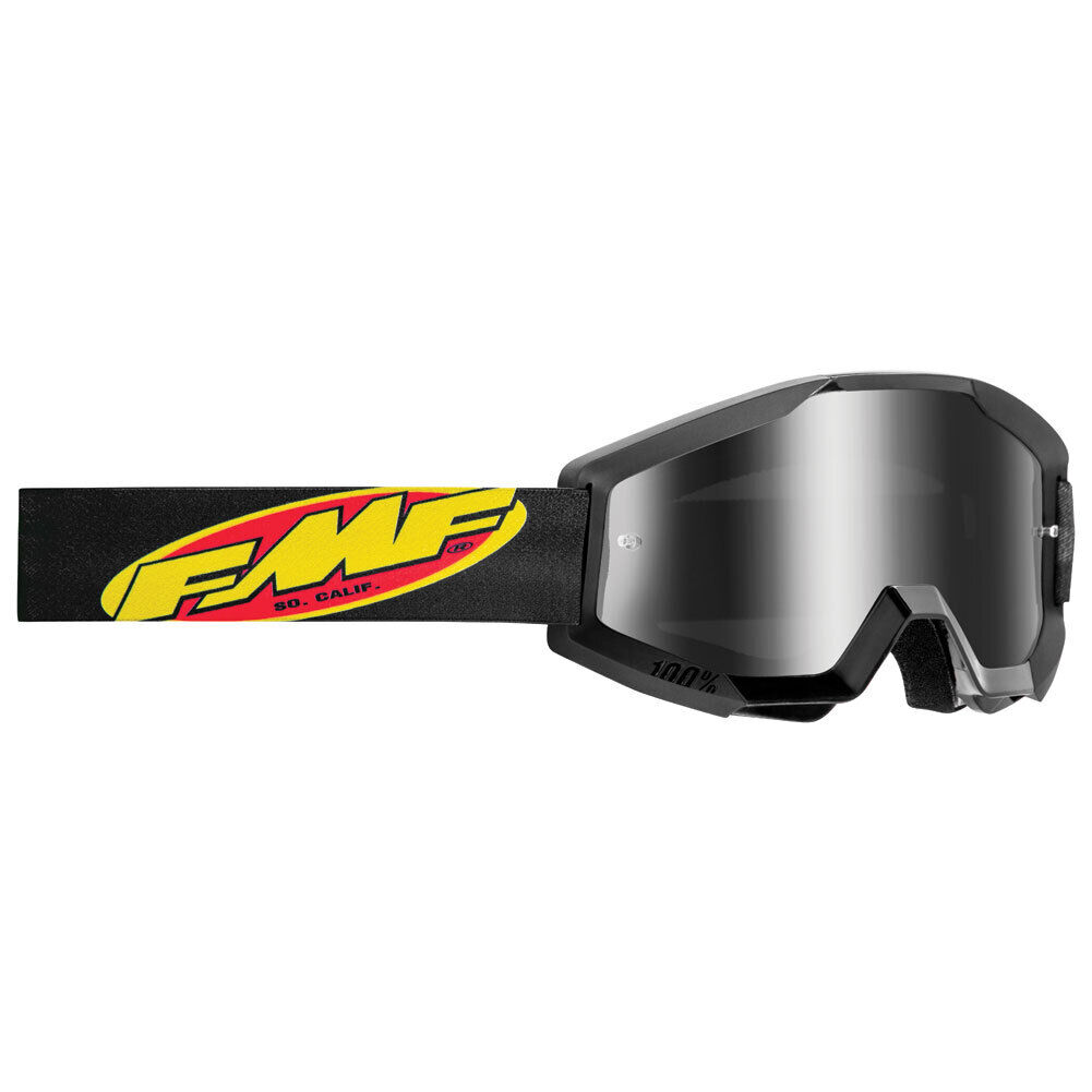 FMF Powercore Youth Goggles - Black w/ Silver Mirror Lens - Click Image to Close