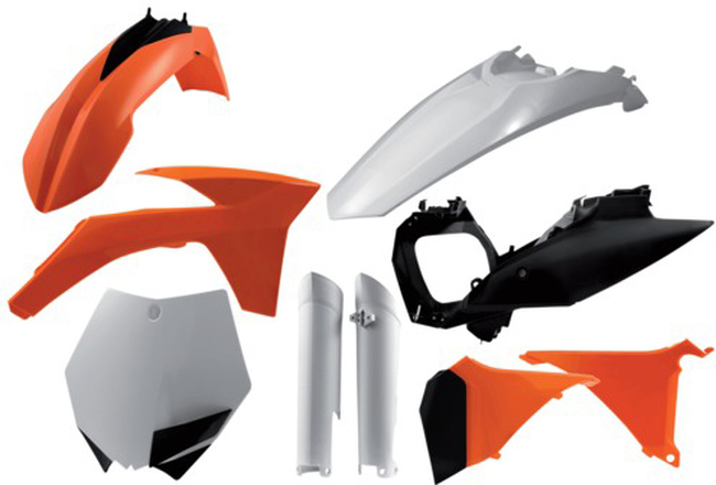 Full Plastic Kit - Orange / White / Black Original 2011 - Fits Many 11-12 KTM 125-450 - Click Image to Close