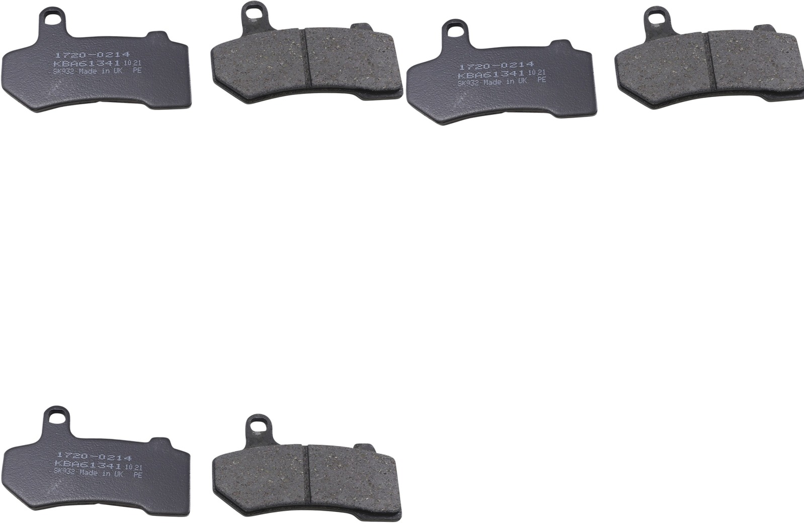 Complete Pad Set - Organic Brake Pads - Replaces H-D # 41854-08, 42897-08, 42897-06 & 42850-06 - Click Image to Close