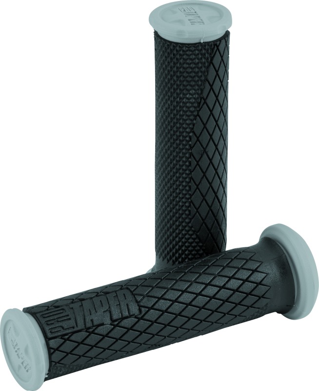 Full Diamond Dual Density ATV Grips - Black/Gray - Click Image to Close