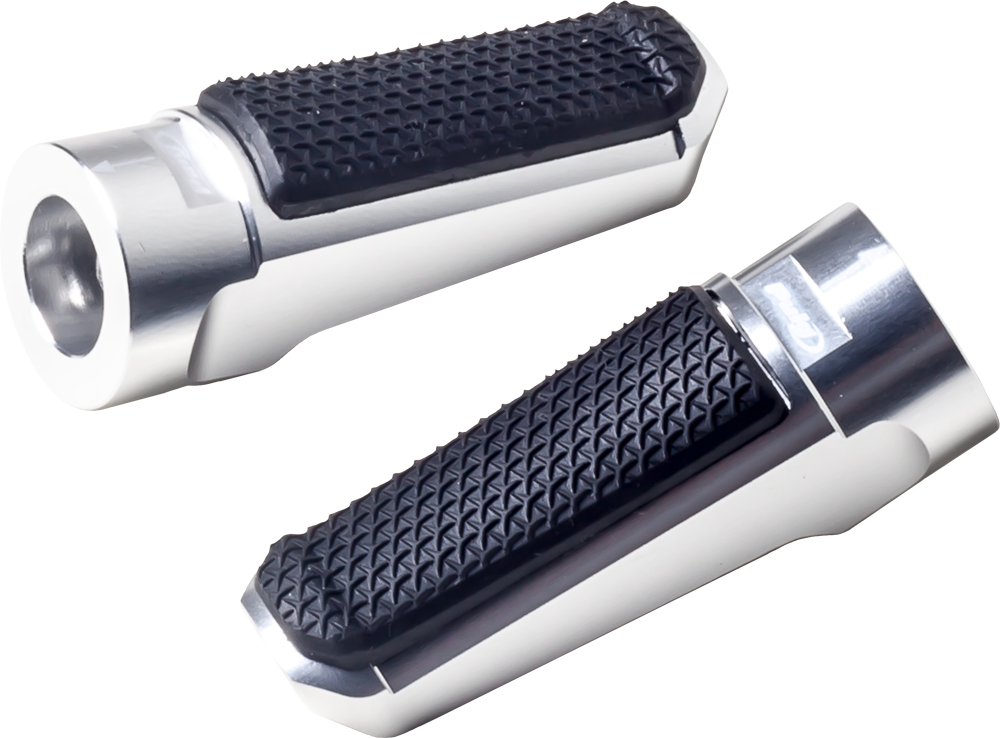 Hi-Tech Racing Footpegs Rubber Silver - For Use w/ Puig Footpeg Adapters - Click Image to Close