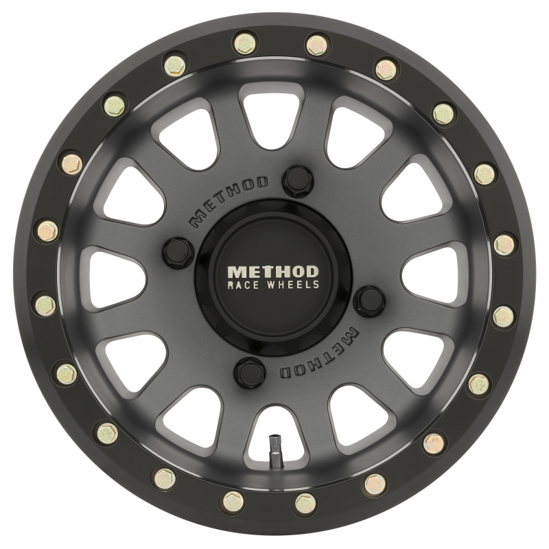 401 UTV Beadlock Wheel 14x7 / 4+3/13mm Offset / 4x136 / 106mm CB Ti/Black - Click Image to Close