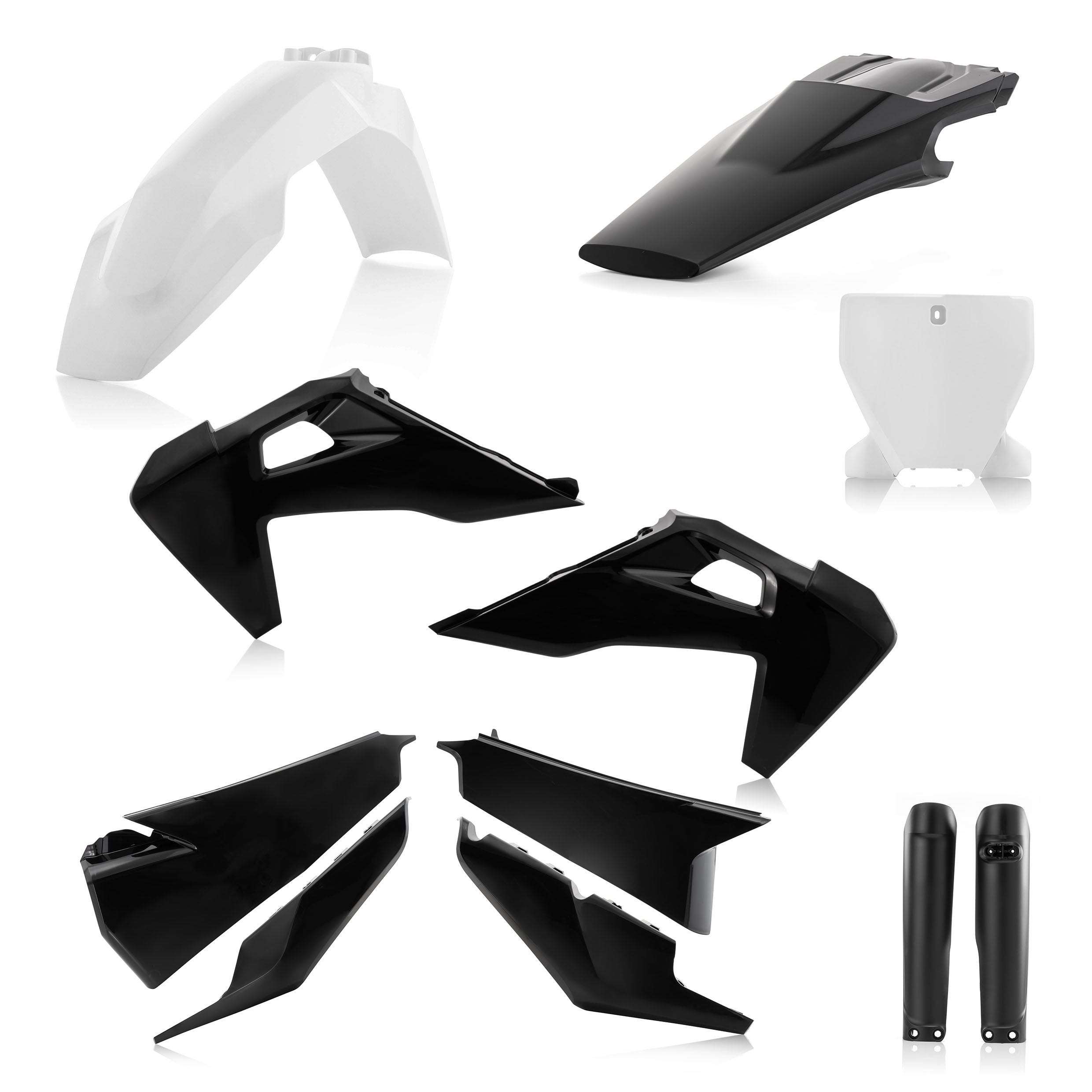 Full Plastic Kit - Black/White - Fits Many 19-22 Husqvarna 125-450 - Click Image to Close