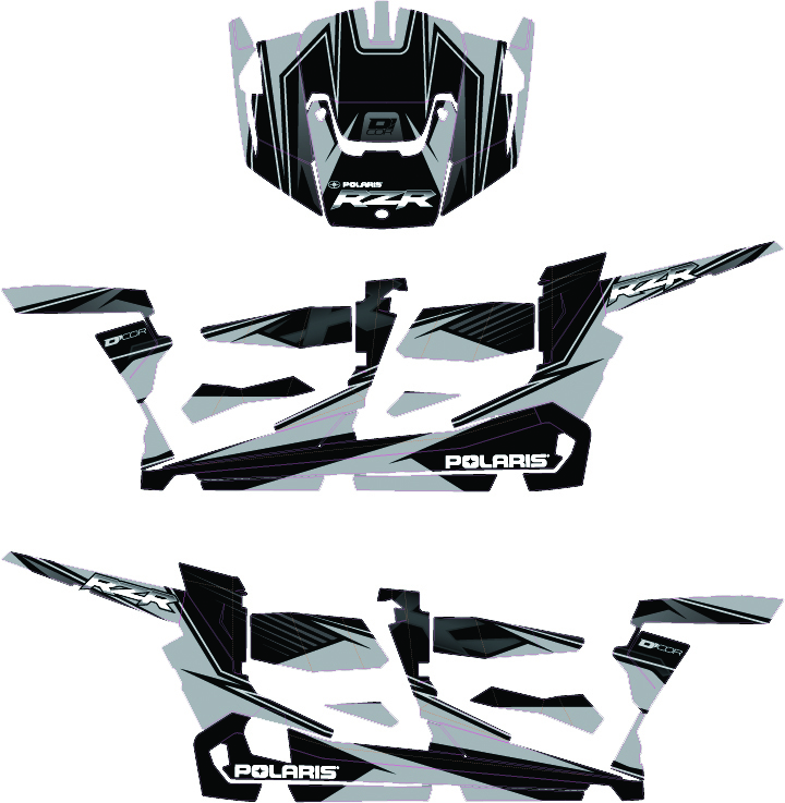 RZR Complete Graphic Kit Silver/Black - For 14-17 Polaris RZR XP - Click Image to Close