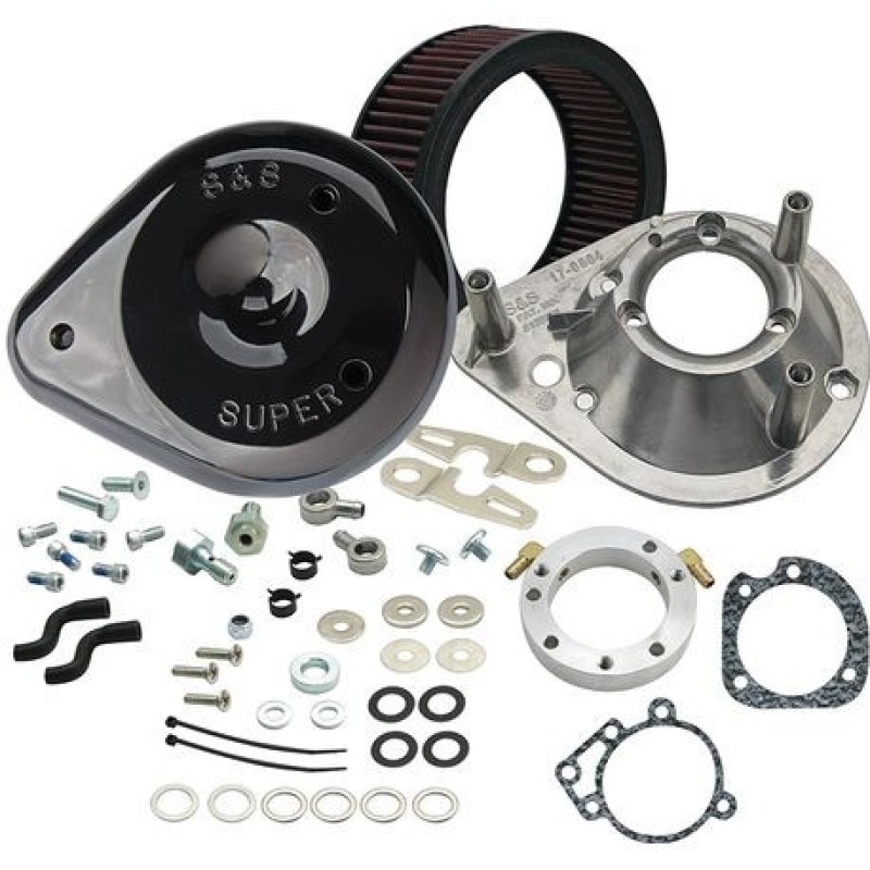 93-06 Carbureted BT/07-10 Softail CVO Models Teardrop Air Cleaner Kit - Gloss Black - Click Image to Close