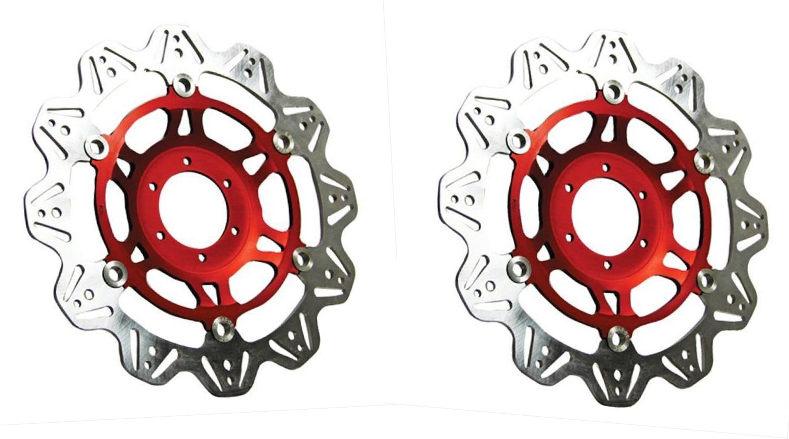 Front VEE Brake Rotors - Red - VEE Style Brake Rotor - Red Center Front Set - Click Image to Close